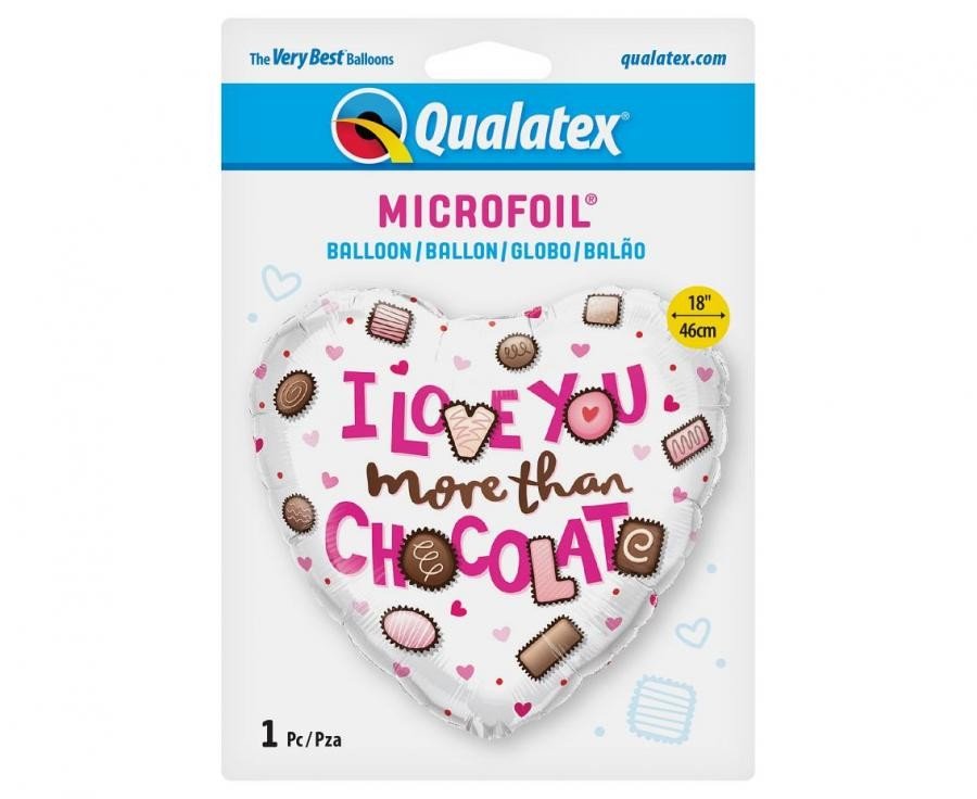 Фолиев Балон Сърце "I Love You More Than Chocolate" - Party Design
