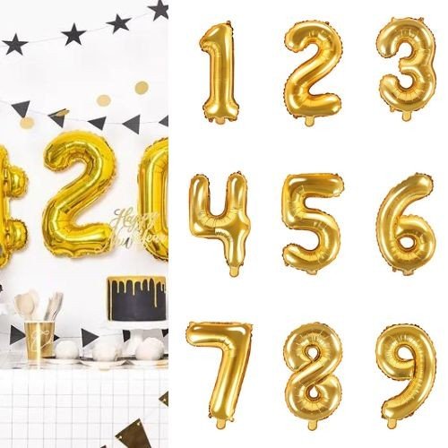 Фолиев Балон Цифра, Златно, 35см - Party Design