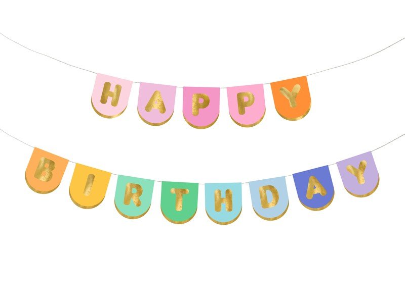 Банер "Happy Birthday" микс от цветове - Party Design