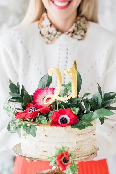 Златен Cake Topper с Цифри - Party Design