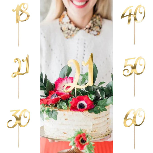 Златен Cake Topper с Цифри - Party Design