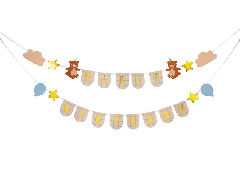 Банер за Първи Рожден Ден с Мечета, 2.55 м - Party Design