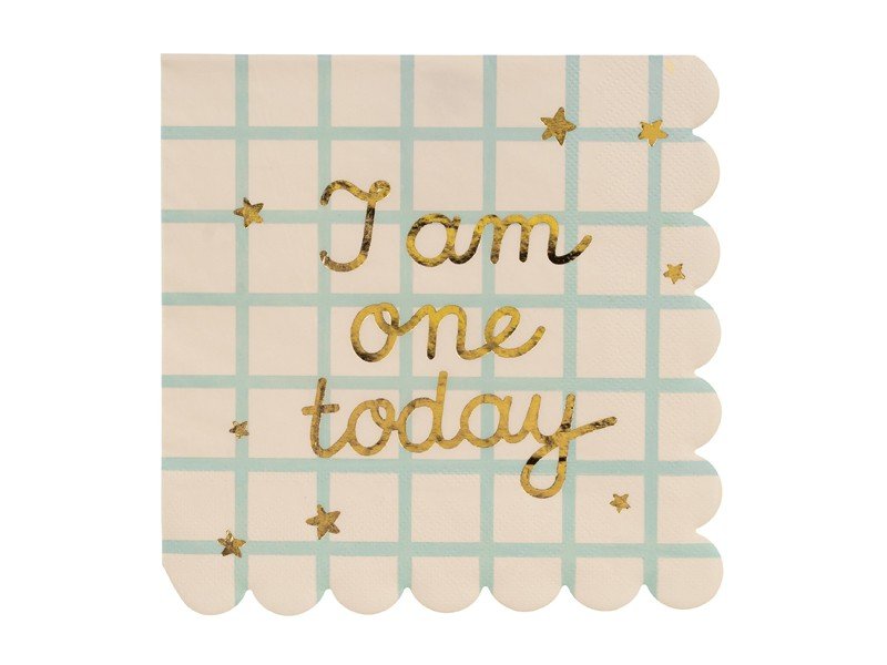 Салфетки „I am one today“ с Мече, бежови - Party Design