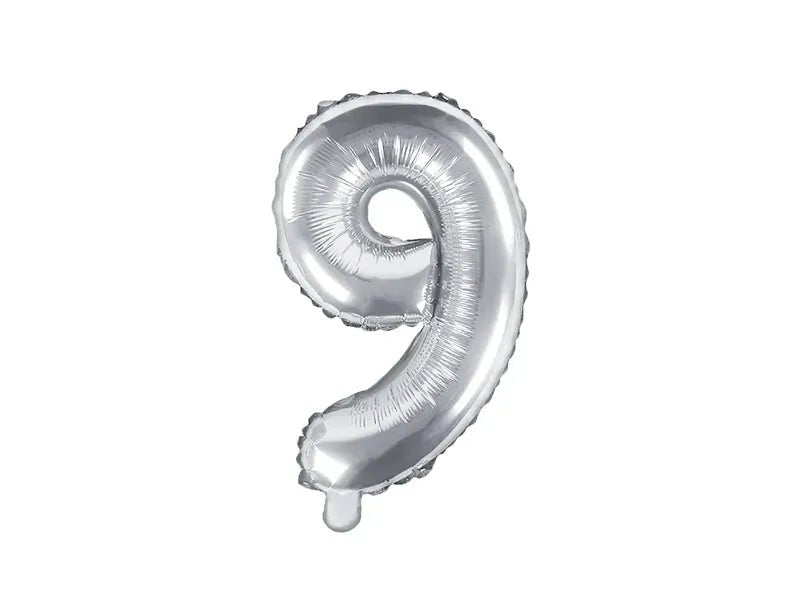 Фолиев Балон Цифра, Сребърно - 35см - Party Design