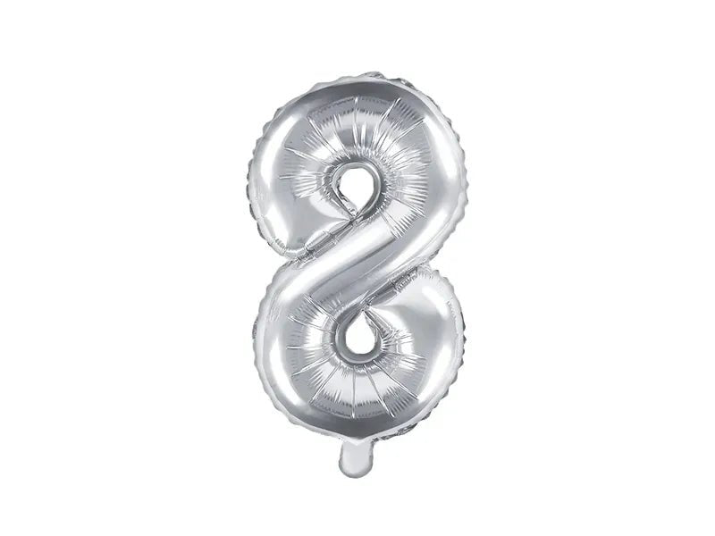 Фолиев Балон Цифра, Сребърно - 35см - Party Design