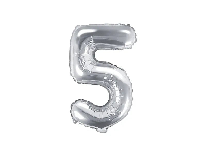Фолиев Балон Цифра, Сребърно - 35см - Party Design