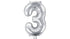 Фолиев Балон Цифра, Сребърно - 35см - Party Design