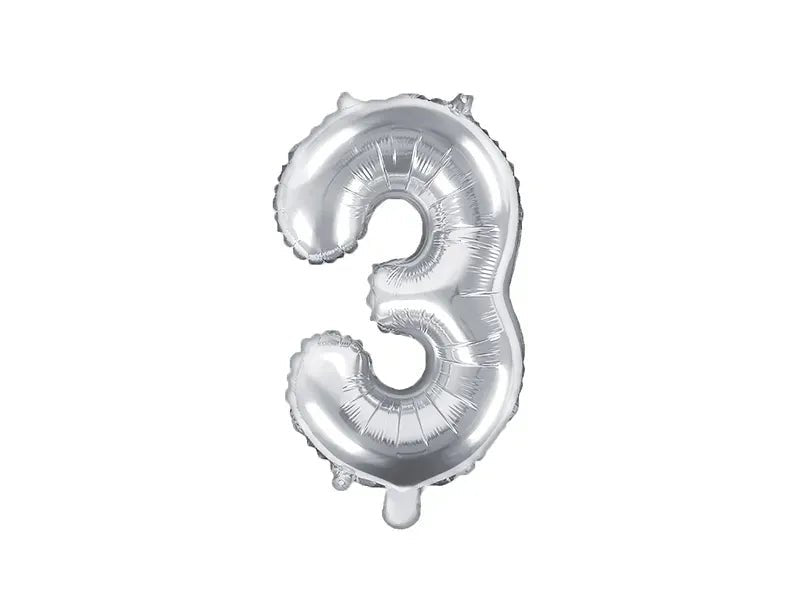 Фолиев Балон Цифра, Сребърно - 35см - Party Design
