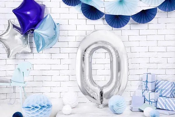 Фолиев Балон Цифра, Сребро - 86см - Party Design