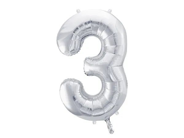 Фолиев Балон Цифра, Сребро - 86см - Party Design