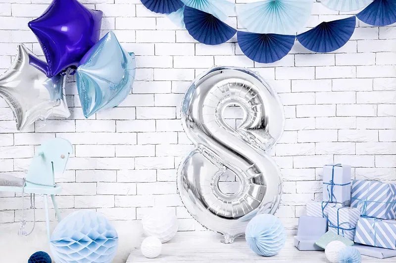 Фолиев Балон Цифра, Сребро - 86см - Party Design