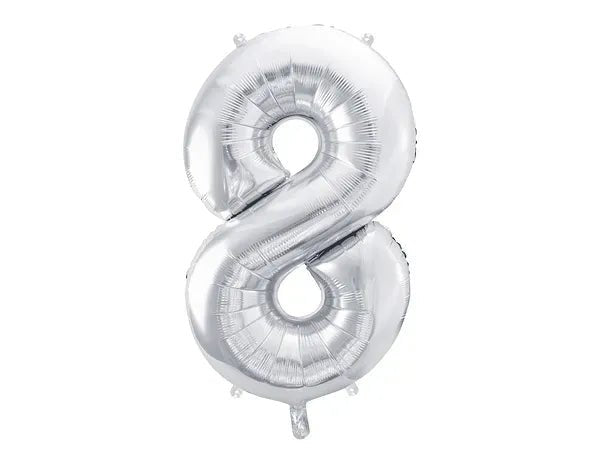 Фолиев Балон Цифра, Сребро - 86см - Party Design
