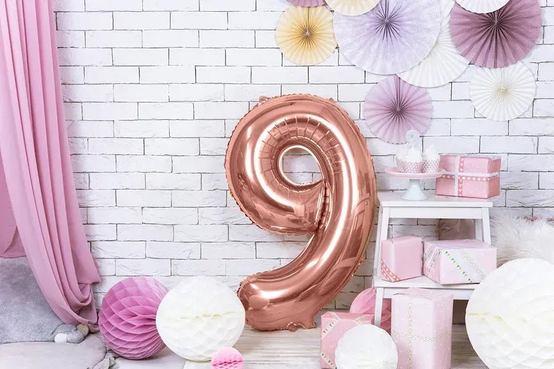 Фолиев Балон Цифра, Розово Злато - 86см - Party Design