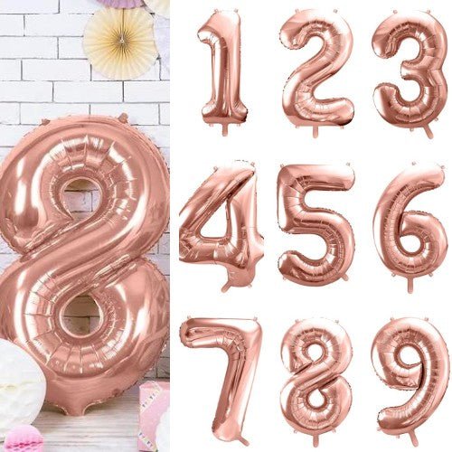 Фолиев Балон Цифра, Розово Злато - 86см - Party Design