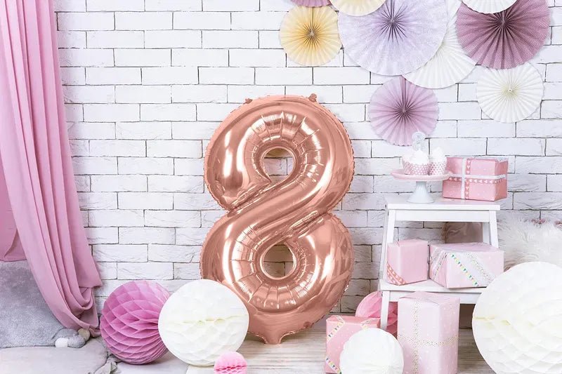 Фолиев Балон Цифра, Розово Злато - 86см - Party Design