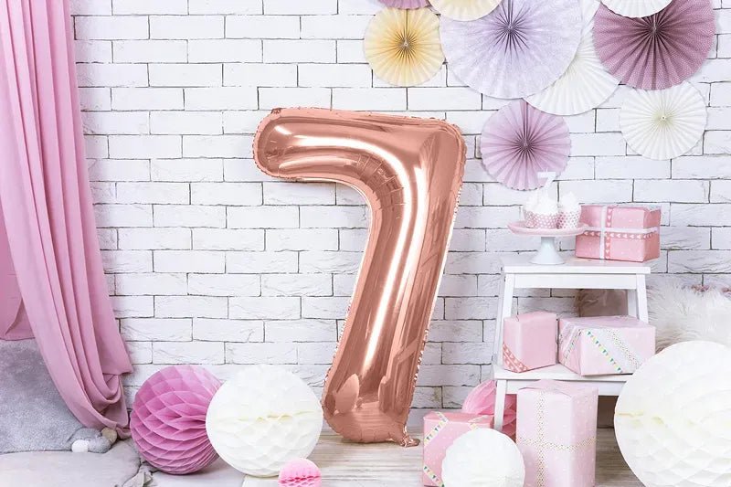 Фолиев Балон Цифра, Розово Злато - 86см - Party Design