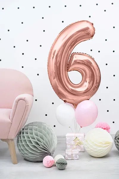 Фолиев Балон Цифра, Розово Злато - 86см - Party Design