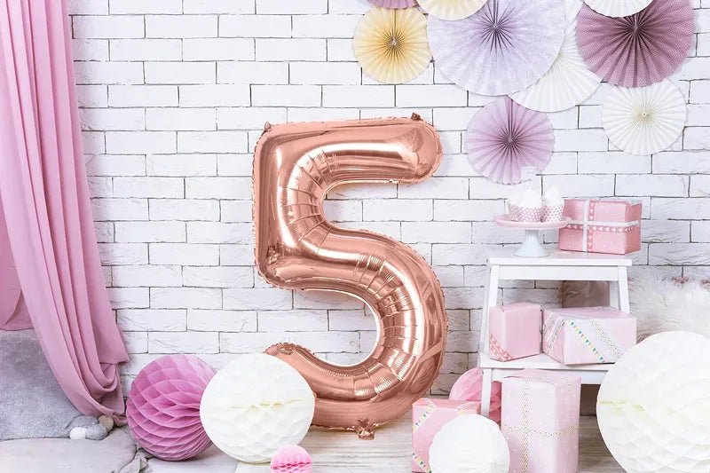 Фолиев Балон Цифра, Розово Злато - 86см - Party Design