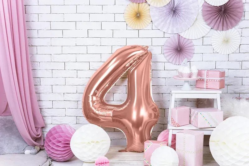 Фолиев Балон Цифра, Розово Злато - 86см - Party Design