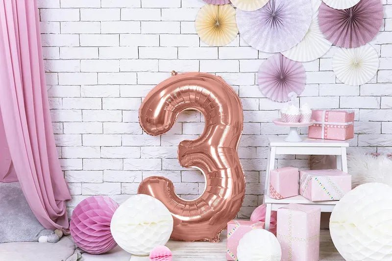 Фолиев Балон Цифра, Розово Злато - 86см - Party Design