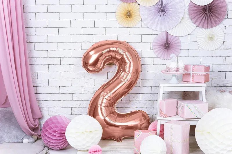 Фолиев Балон Цифра, Розово Злато - 86см - Party Design