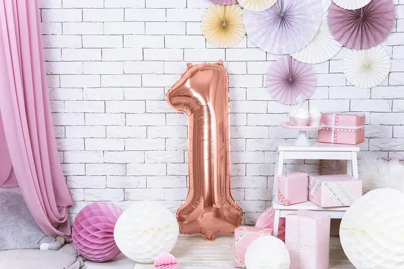 Фолиев Балон Цифра, Розово Злато - 86см - Party Design