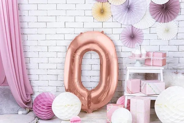 Фолиев Балон Цифра, Розово Злато - 86см - Party Design