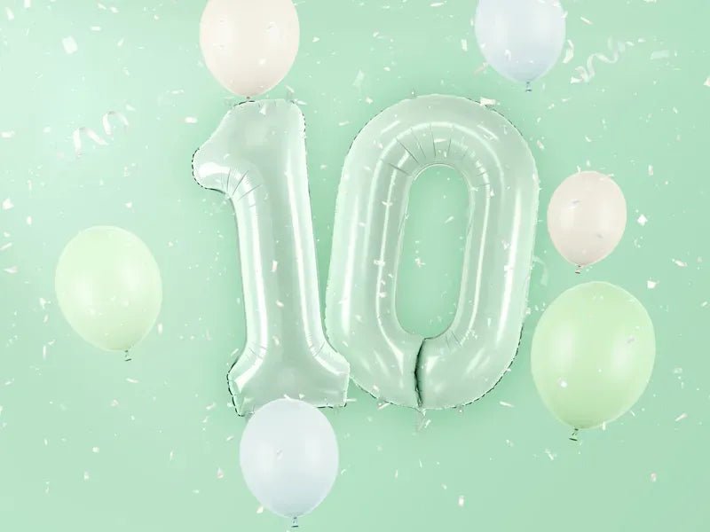 Фолиев Балон Цифра, Светло Зелено - 72 см - Party Design