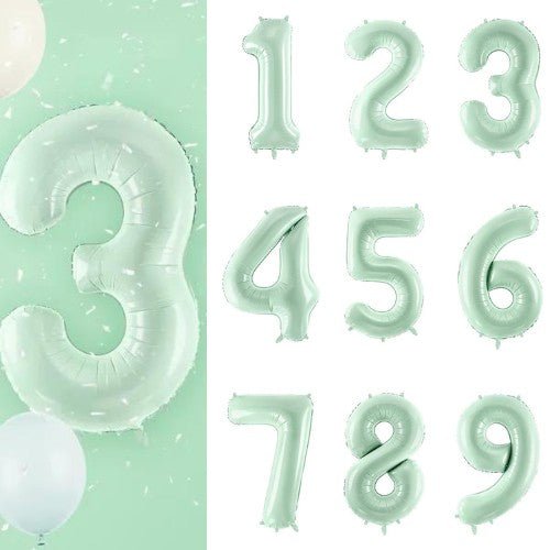 Фолиев Балон Цифра, Светло Зелено - 72 см - Party Design