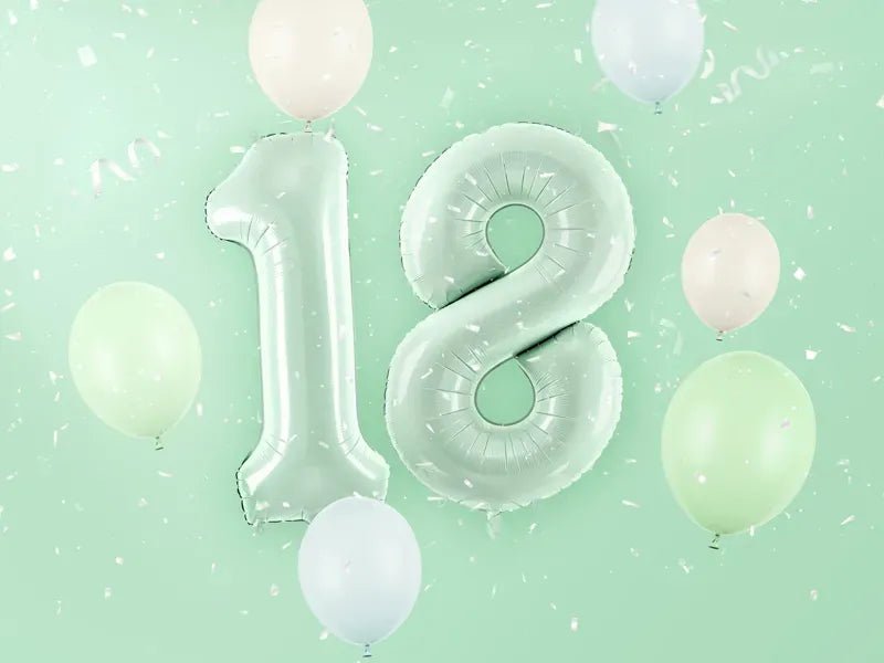 Фолиев Балон Цифра, Светло Зелено - 72 см - Party Design