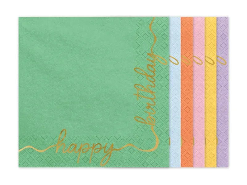 Хартиени Салфетки Happy Birthday, Разноцветни - Party Design