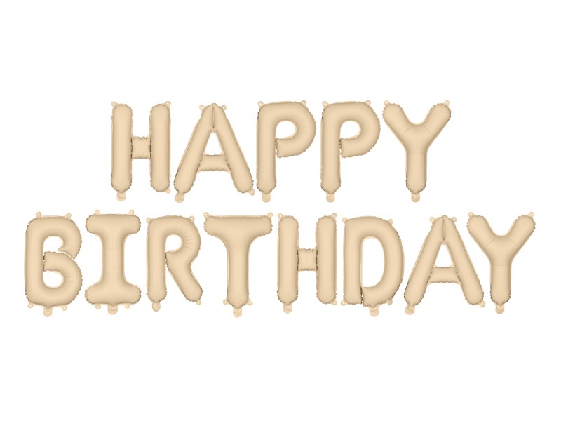 Фолиев Балон Надпис "Happy Birthday" бежов