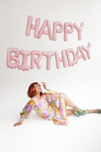 Фолиев Балон Надпис "Happy Birthday", розов - Party Design