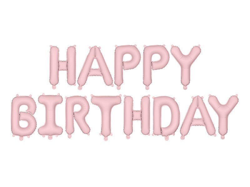 Фолиев Балон Надпис "Happy Birthday", розов - Party Design