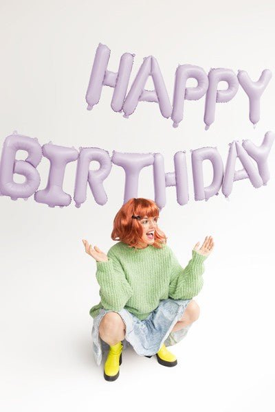 Фолиев Балон Надпис Happy Birthday, лилав - Party Design