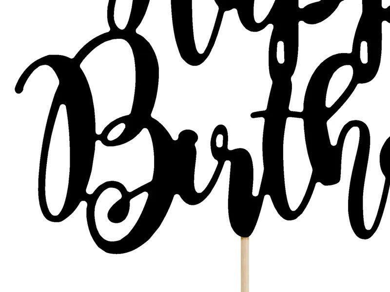 Топер За Торта - Happy Birthday, Черно - Party Design