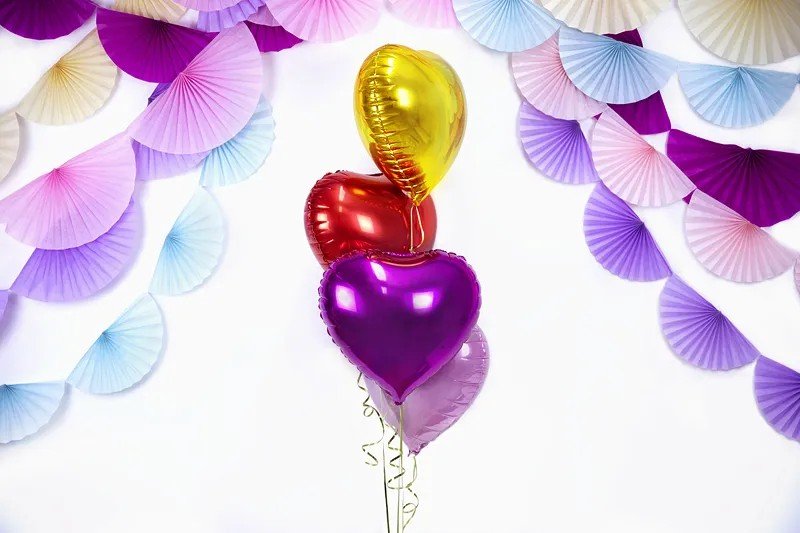 Фолиев балон сърце, Цикламено, 45 см - Party Design