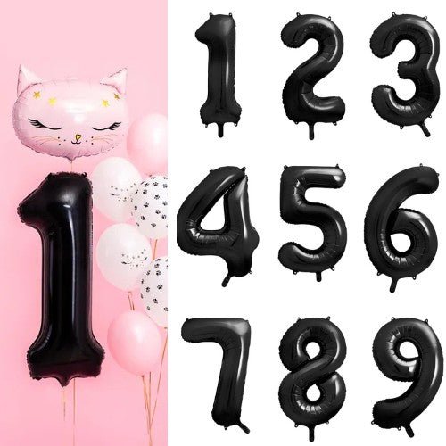 Фолиев балон цифра, 86 см, черен - Party Design