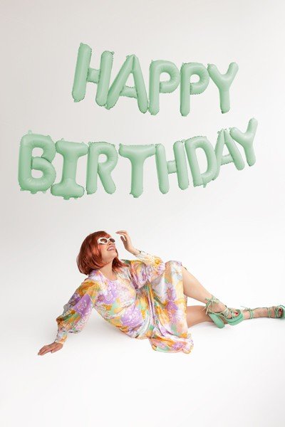 Фолиев Балон Надпис Happy Birthday, светло зелен - Party Design