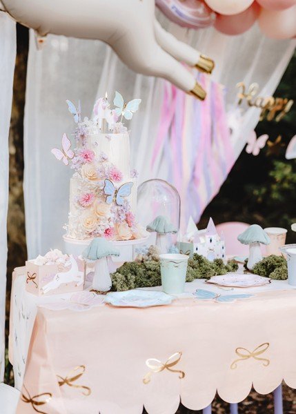 Покривка с панделки - Розова - Party Design