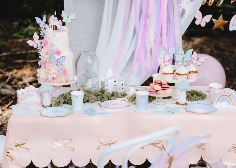 Покривка с панделки - Розова - Party Design