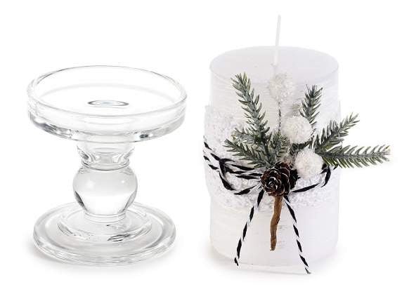 Свещ със Свещник от Стъкло и Коледни Декорации - Party Design