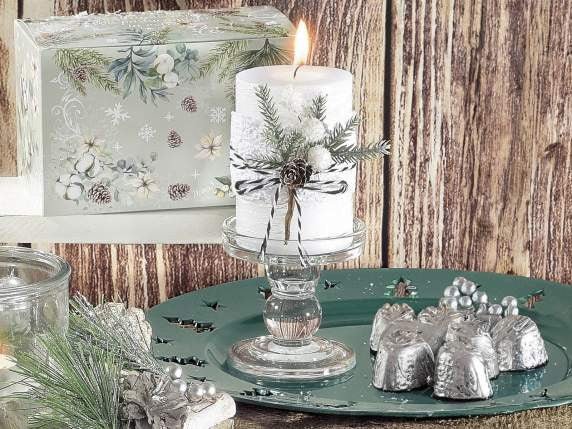 Свещ със Свещник от Стъкло и Коледни Декорации - Party Design