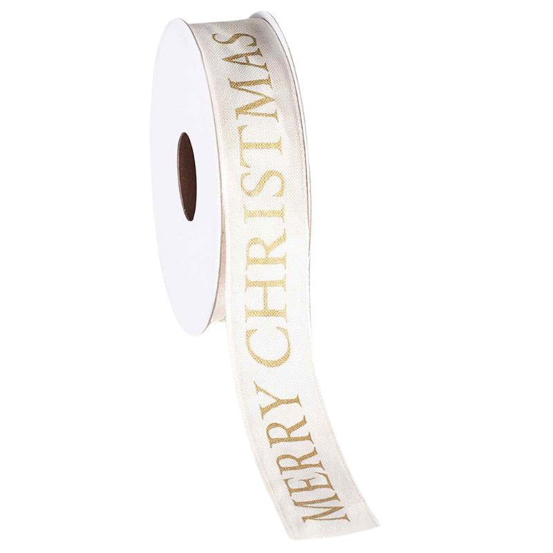 Тъкана лента с щампа Merry Christmas в златисто - Party Design