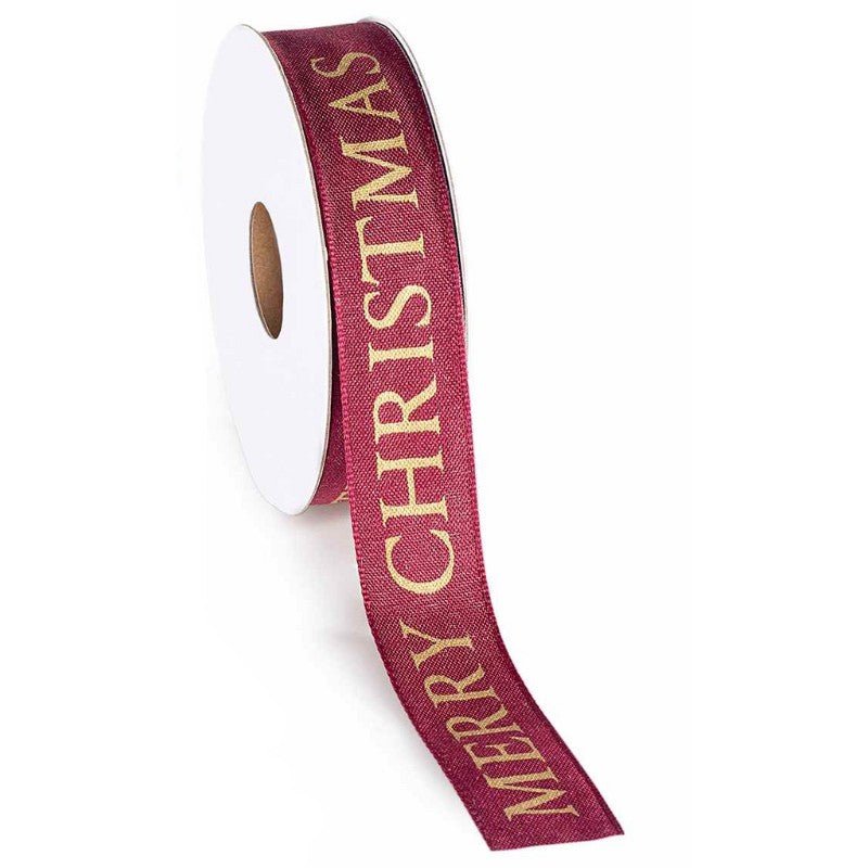 Тъкана лента с щампа Merry Christmas в златисто - Party Design