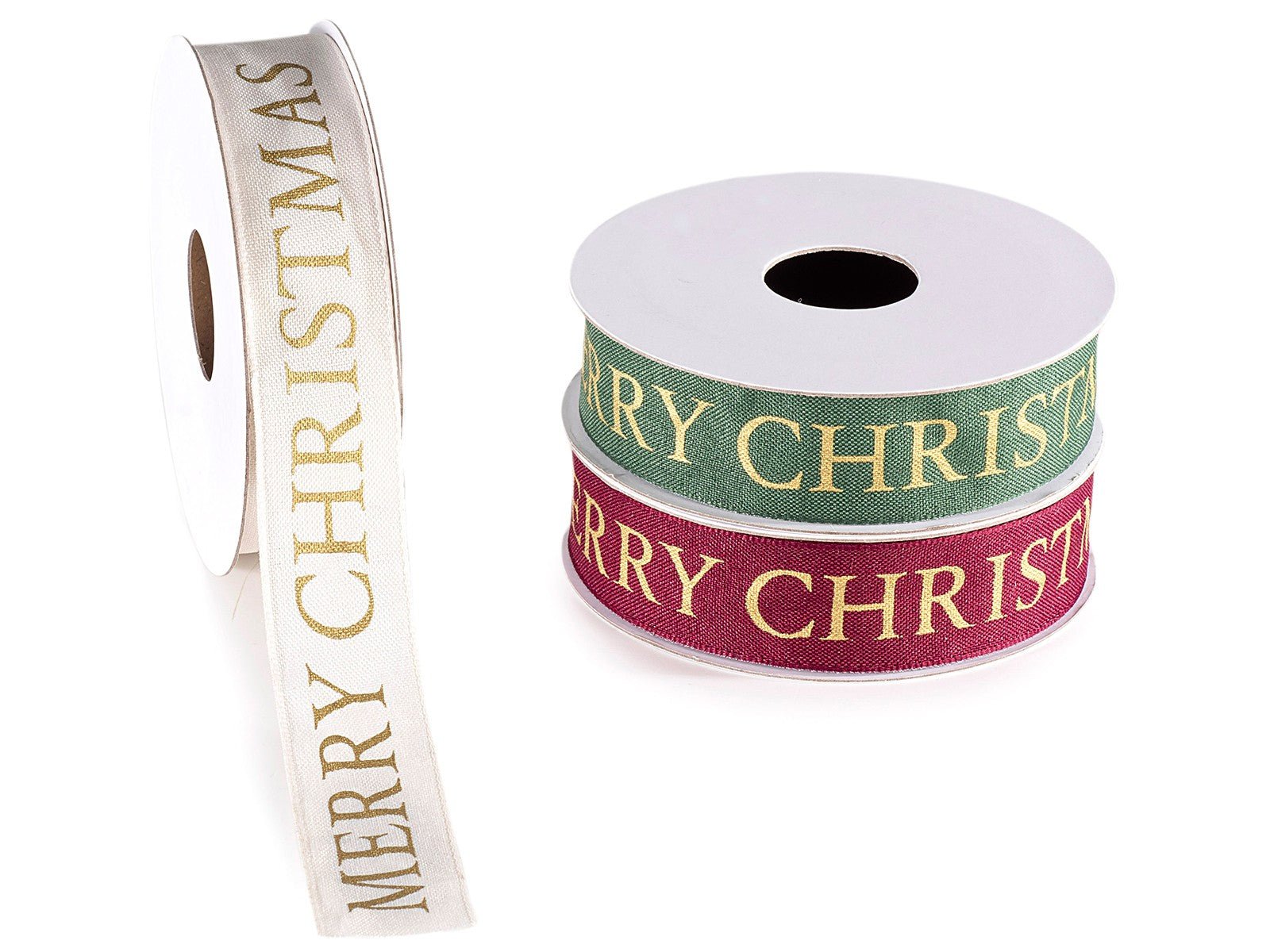 Тъкана лента с щампа Merry Christmas в златисто - Party Design