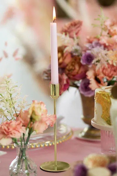 Метален Свещник в Златист Цвят - 22 см - Party Design