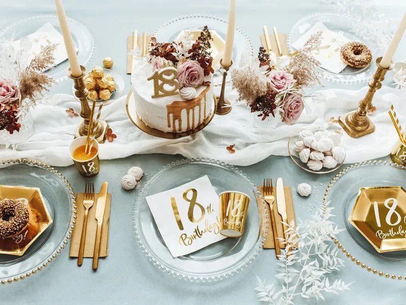 Салфетки за Рожден Ден, Бели със Златен Надпис - Party Design