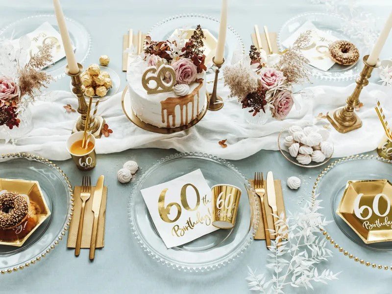 Салфетки за Рожден Ден, Бели със Златен Надпис - Party Design
