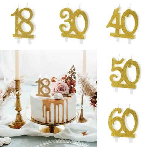 Свещичка За Рожден Ден Номер, В Златно - Party Design